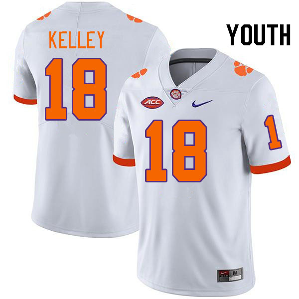 Youth #18 Misun Kelley Clemson Tigers College Football Jerseys Stitched-White